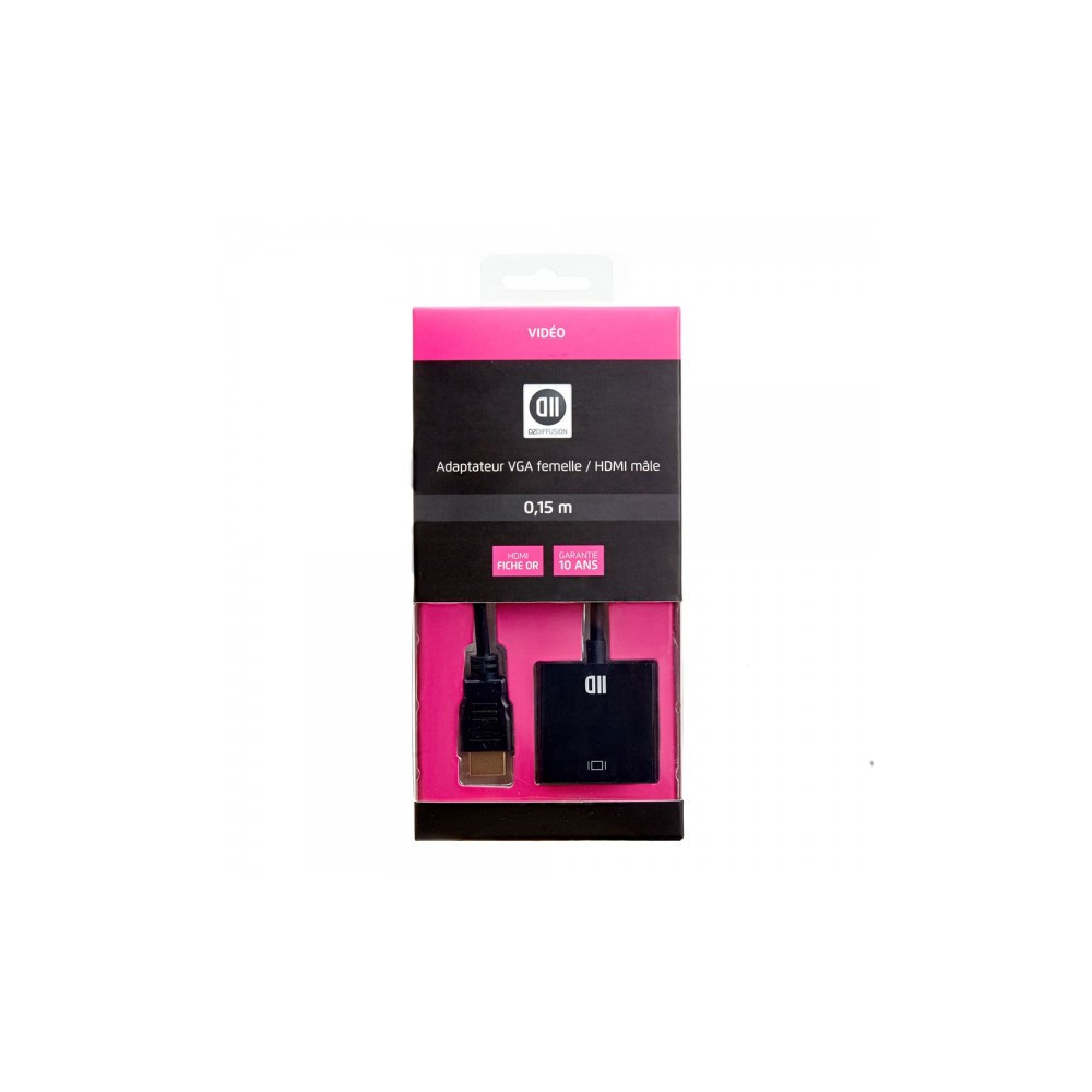 D2 Diffusion D2ADPVGAFHDMIM câble vidéo et adaptateur 0,5 m VGA (D-Sub) HDMI Noir D2 Diffusion D2ADPVGAFHDMIM câble vidéo et adaptateur 0,5 m VGA (D-Sub) HDMI Noir