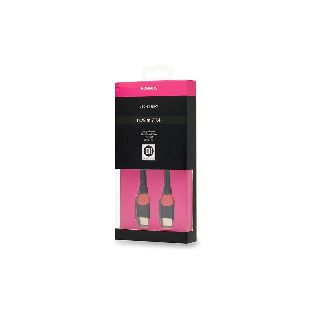 D2 Diffusion D2HDMI075 câble HDMI 0,75 m HDMI Type A (Standard) Noir, Rose D2 Diffusion D2HDMI075 câble HDMI 0,75 m HDMI Type A (Standard) Noir, Rose