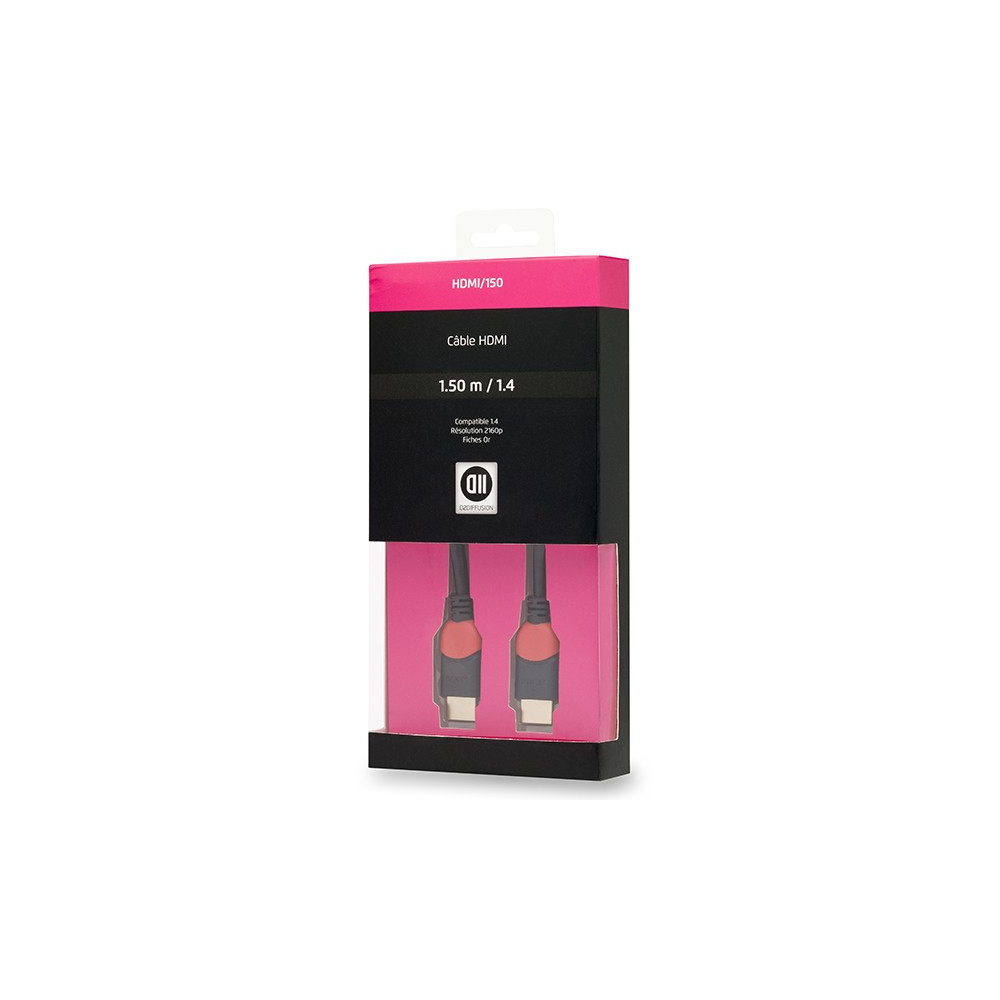 D2 Diffusion D2HDMI150 câble HDMI 1,5 m HDMI Type A (Standard) Noir, Rose D2 Diffusion D2HDMI150 câble HDMI 1,5 m HDMI Type A (Standard) Noir, Rose