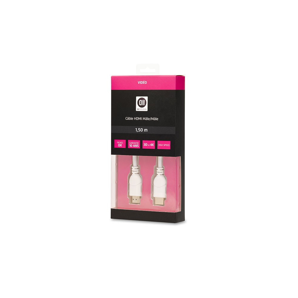 D2 Diffusion D2HDMI150B câble HDMI 1,5 m HDMI Type A (Standard) Blanc D2 Diffusion D2HDMI150B câble HDMI 1,5 m HDMI Type A (Standard) Blanc