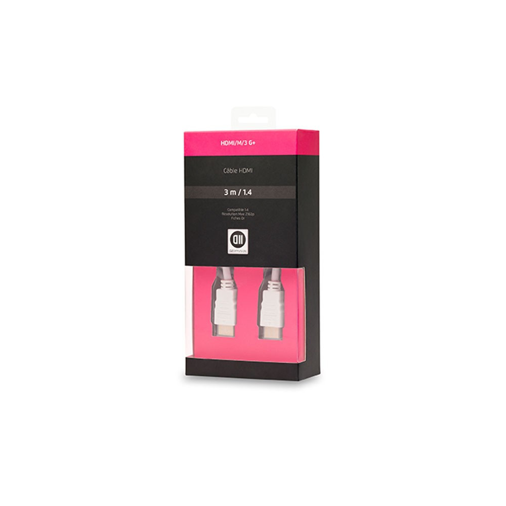D2 Diffusion D2HDMI300B câble HDMI 3 m HDMI Type A (Standard) Blanc D2 Diffusion D2HDMI300B câble HDMI 3 m HDMI Type A (Standard) Blanc