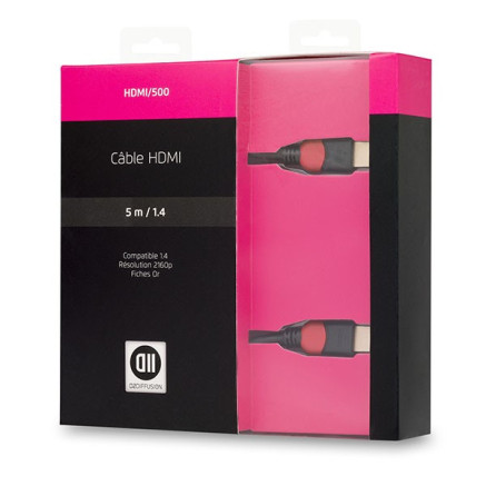 D2 Diffusion D2HDMI500 câble HDMI 5 m HDMI Type A (Standard) Noir, Rose