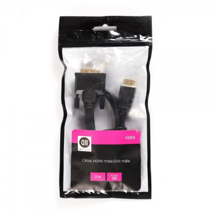 D2 Diffusion D2HDMIDVI200 câble vidéo et adaptateur HDMI Type A (Standard) DVI Noir
