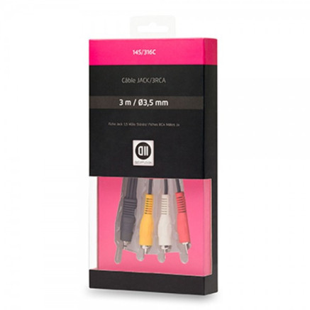 D2 Diffusion D2JK3RCA150 câble audio 1,5 m 3,5mm 3 x RCA Noir