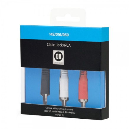 D2 Diffusion D2JKRCA050 câble audio 0,5 m 3,5mm 2 x RCA Noir