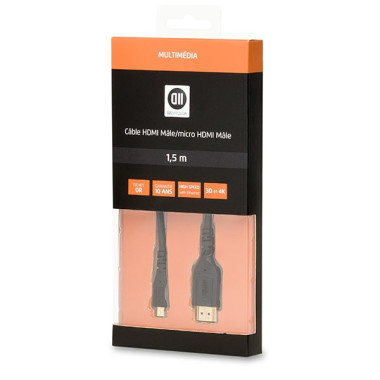D2 Diffusion D2MICROHDMI150 câble HDMI 1,5 m HDMI Type C (Mini) HDMI Type A (Standard) Noir