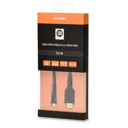 D2 Diffusion D2MICROHDMI150MU câble HDMI 1,5 m HDMI Type C (Mini) HDMI Type A (Standard) Noir
