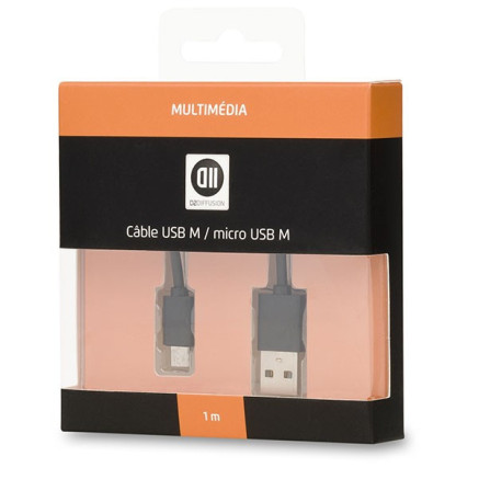 D2 Diffusion D2MICROUSB100N câble USB USB 2.0 1 m USB A Micro-USB A Noir