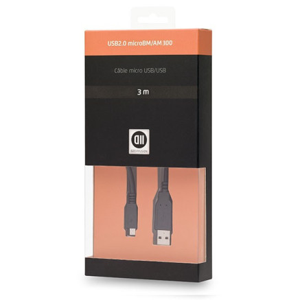D2 Diffusion D2MICROUSB300 câble USB USB 2.0 3 m USB A Micro-USB B Noir