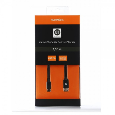 D2 Diffusion D2USBCMICUSB150 câble USB 1,5 m USB C Micro-USB A Noir