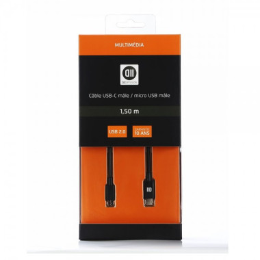 D2 Diffusion D2USBCMICUSB150 câble USB 1,5 m USB C Micro-USB A Noir