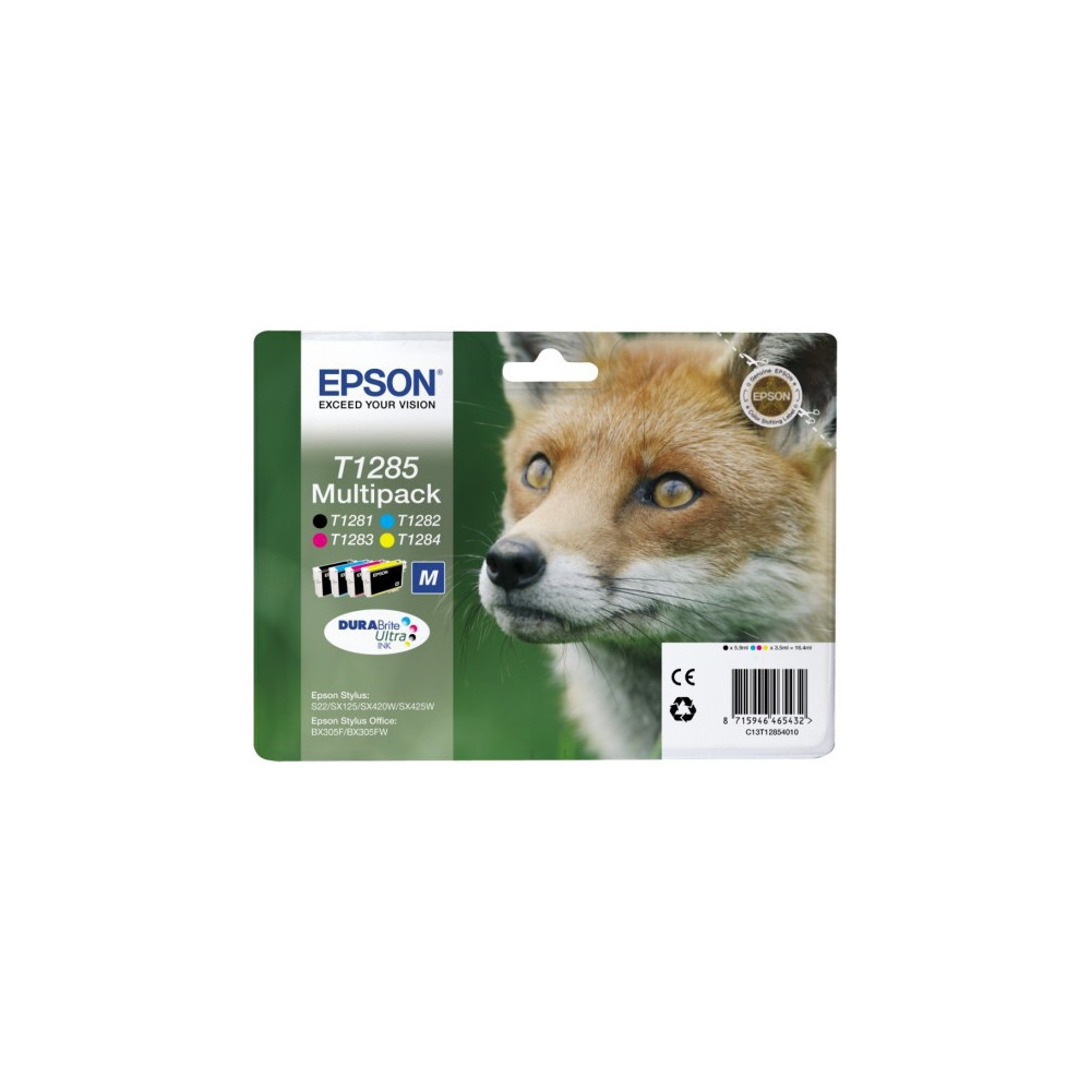 Epson Fox Multipack "Renard" (T1285) - Encre DURABrite Ultra N, C, M, J Epson Fox Multipack "Renard" (T1285) - Encre DURABrite Ultra N, C, M, J