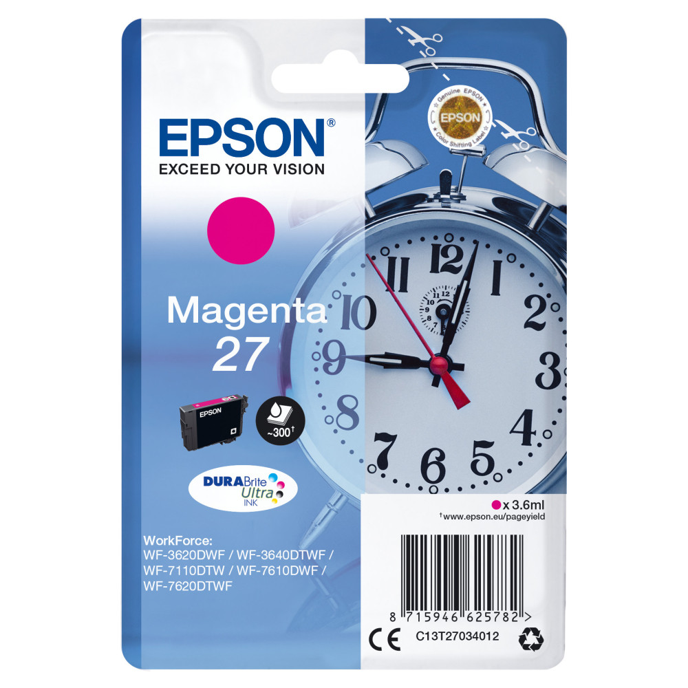 Epson Alarm clock Cartouche "Réveil" 27 - Encre DURABrite Ultra M Epson Alarm clock Cartouche "Réveil" 27 - Encre DURABrite Ultra M