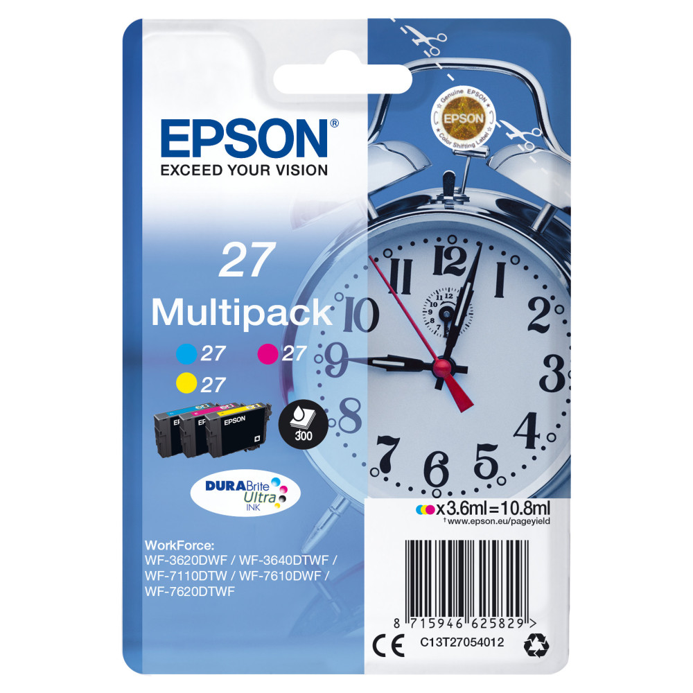 Epson Alarm clock Multipack "Réveil" 27 - Encre DURABrite Ultra C,M,J Epson Alarm clock Multipack "Réveil" 27 - Encre DURABrite Ultra C,M,J