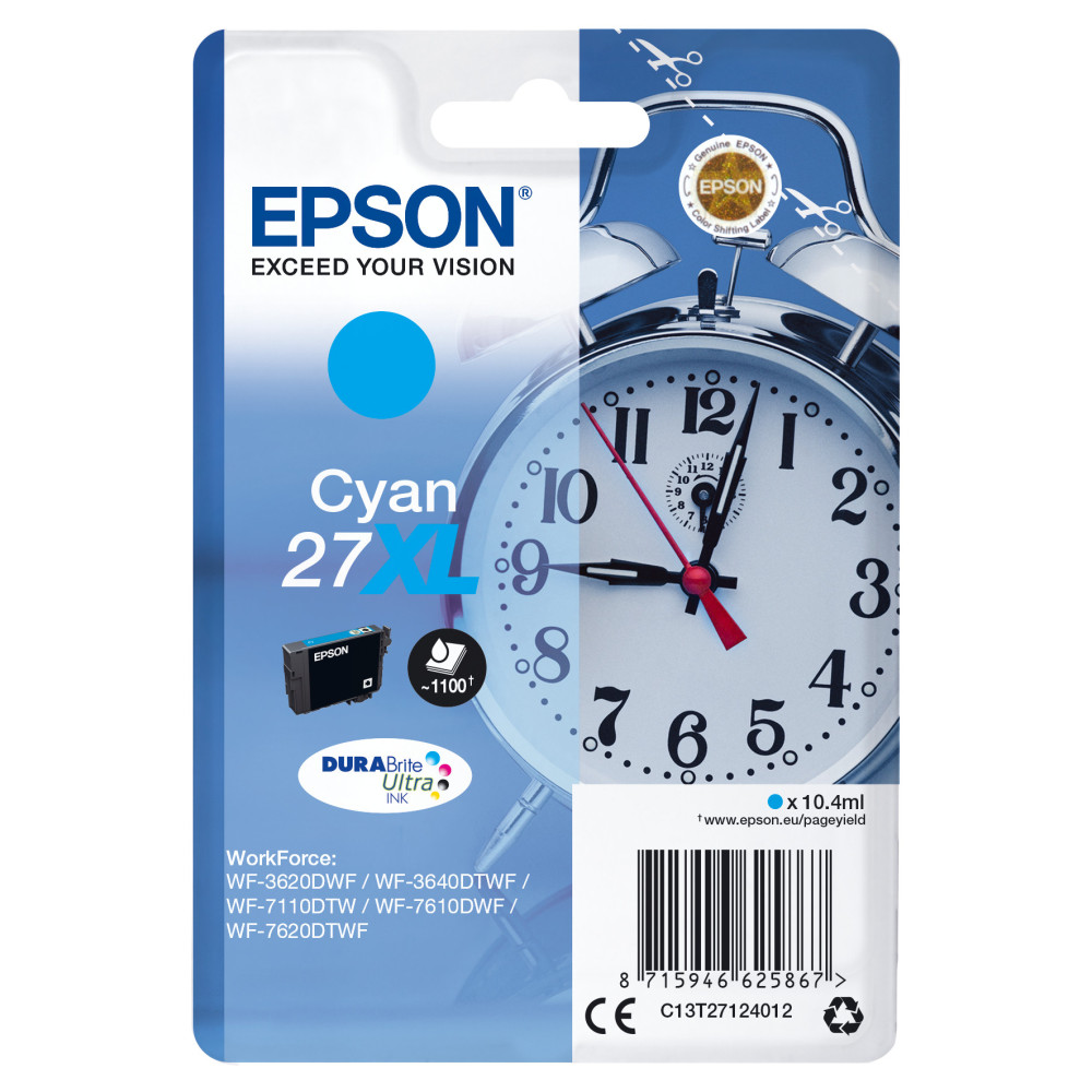 Epson Alarm clock Cartouche "Réveil" 27XL - Encre DURABrite Ultra C Epson Alarm clock Cartouche "Réveil" 27XL - Encre DURABrite Ultra C