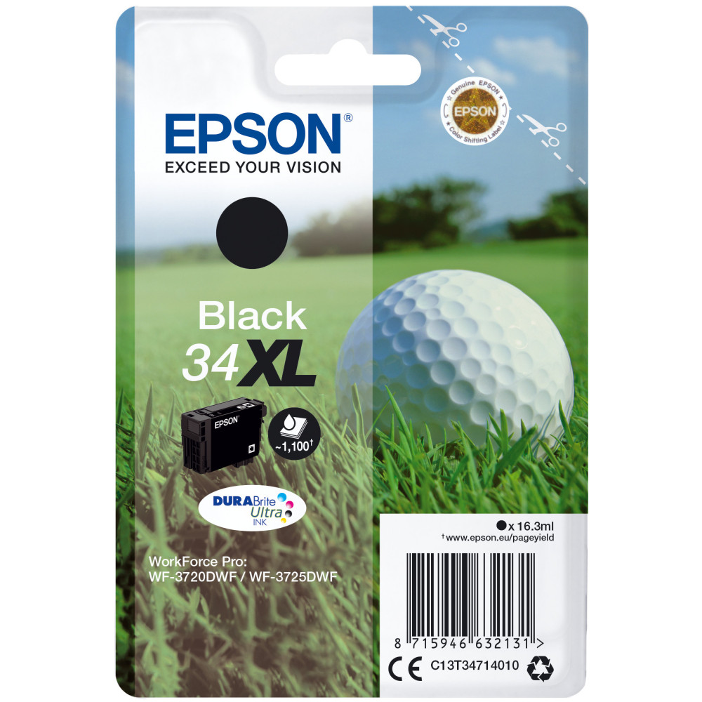 Epson Golf ball Singlepack Black 34XL DURABrite Ultra Ink Epson Golf ball Singlepack Black 34XL DURABrite Ultra Ink