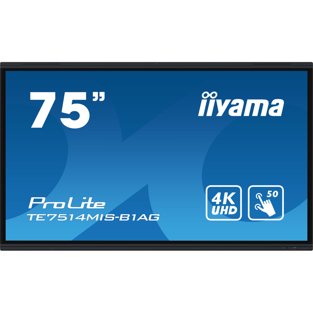 iiyama TE7514MIS-B1AG affichage de messages Écran plat interactif 190,5 cm (75") LCD Wifi 435 cd m² 4K Ultra HD Noir Écran iiyama TE7514MIS-B1AG affichage de messages Écran plat interactif 190,5 cm (75") LCD Wifi 435 cd m² 4K Ultra HD Noir Écran
