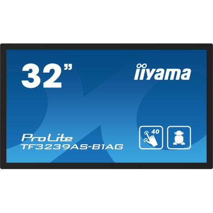 iiyama TF3239AS-B1AG affichage de messages Écran plat de signalisation numérique 80 cm (31.5") LED 500 cd m² 2.4K Ultra HD Noir