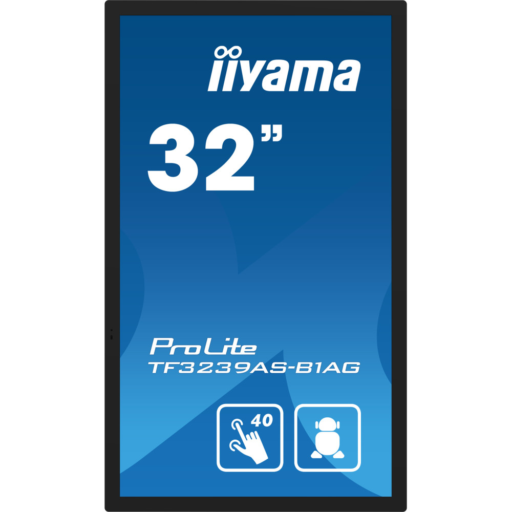 iiyama TF3239AS-B1AG affichage de messages Écran plat de signalisation numérique 80 cm (31.5") LED 500 cd m² 2.4K Ultra HD Noir