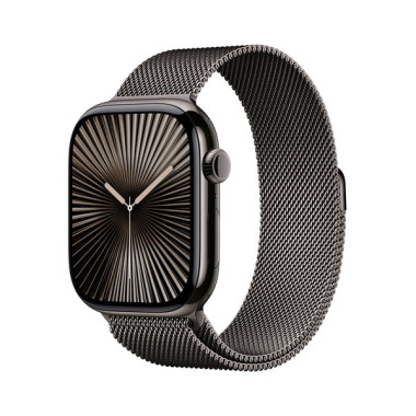Apple Watch Series 10 (GPS + Cellular) - 46 mm - ardoise titane - montre intelligente avec boucle milanaise - maille en acier