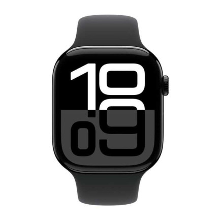 Apple Watch Series 10 (GPS) - 42 mm - aluminium noir jais - montre intelligente avec bande sport - fluoro lastom re - noir -