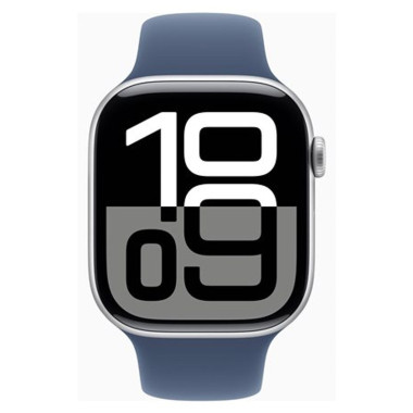 Apple Watch Series 10 (GPS) - 46 mm - aluminium argent  - montre intelligente avec bande sport - fluoro lastom re - denim - t