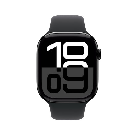 Apple Watch Series 10 (GPS) - 46 mm - aluminium noir jais - montre intelligente avec bande sport - fluoro lastom re - noir -