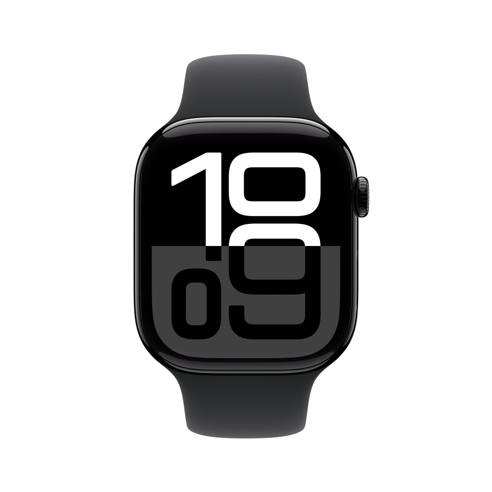 Apple Watch Series 10 (GPS) - 46 mm - aluminium noir jais - montre intelligente avec bande sport - fluoro lastom re - noir -