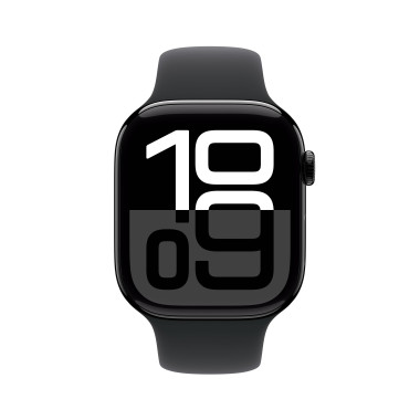 Apple Watch Series 10 (GPS) - 46 mm - aluminium noir jais - montre intelligente avec bande sport - fluoro lastom re - noir -
