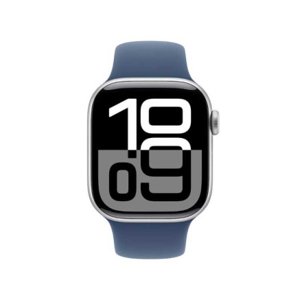 Apple Watch Series 10 (GPS) - 42 mm - aluminium argent  - montre intelligente avec bande sport - fluoro lastom re - denim - t