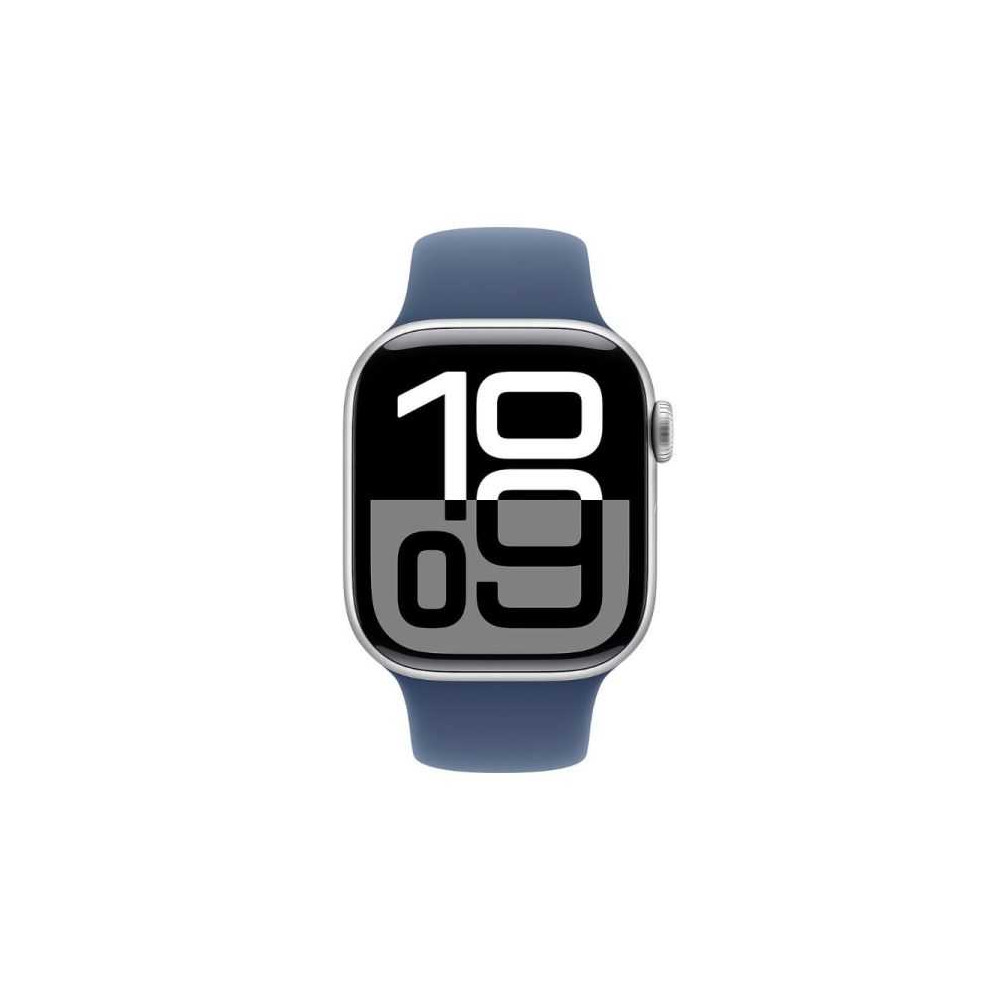 Apple Watch Series 10 (GPS) - 42 mm - aluminium argent  - montre intelligente avec bande sport - fluoro lastom re - denim - t