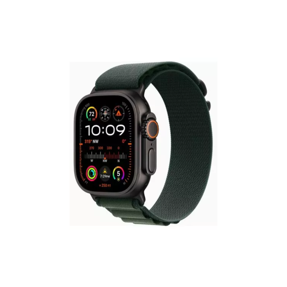 Apple Watch Ultra 2 - 49 mm - titane noir - montre intelligente avec Boucle Alpine - textile - vert fonc  - taille du bracele