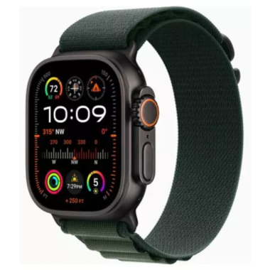 Apple Watch Ultra 2 - 49 mm - titane noir - montre intelligente avec Boucle Alpine - textile - vert fonc  - taille du bracele