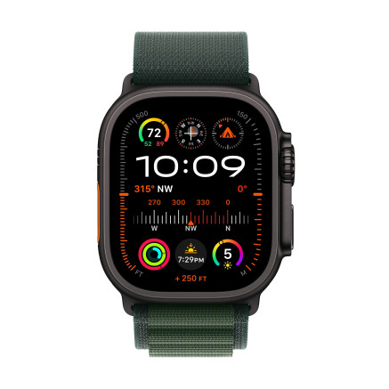 Apple Watch Ultra 2 - 49 mm - titane noir - montre intelligente avec Boucle Alpine - textile - vert fonc  - taille du bracele