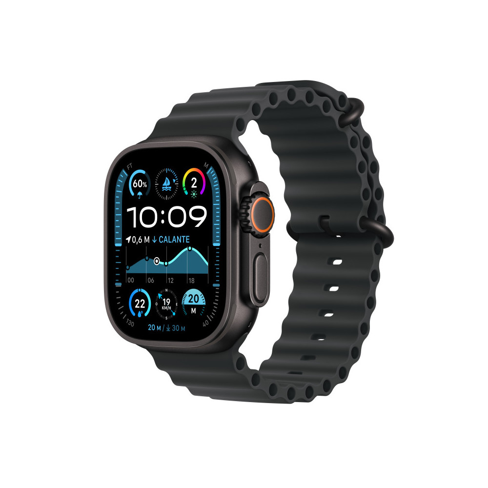 Apple Watch Ultra 2 - 49 mm - titane noir - montre intelligente avec Bracelet Oc an - fluoro lastom re - noir - taille du poi