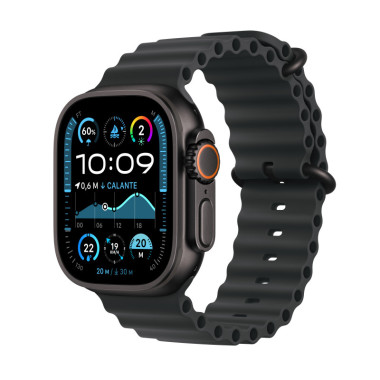 Apple Watch Ultra 2 - 49 mm - titane noir - montre intelligente avec Bracelet Oc an - fluoro lastom re - noir - taille du poi
