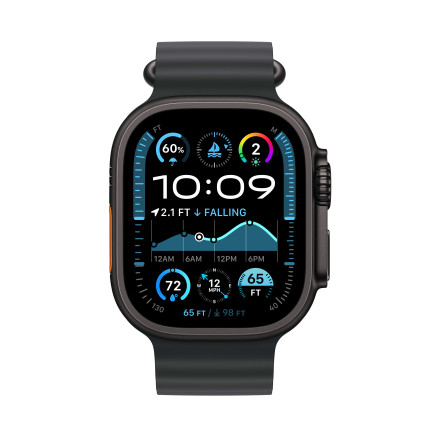 Apple Watch Ultra 2 - 49 mm - titane noir - montre intelligente avec Bracelet Oc an - fluoro lastom re - noir - taille du poi