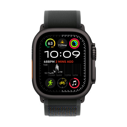 Apple Watch Ultra 2 - 49 mm - titane noir - montre intelligente avec Boucle Trail - tissage en nylon - noir - taille du brace