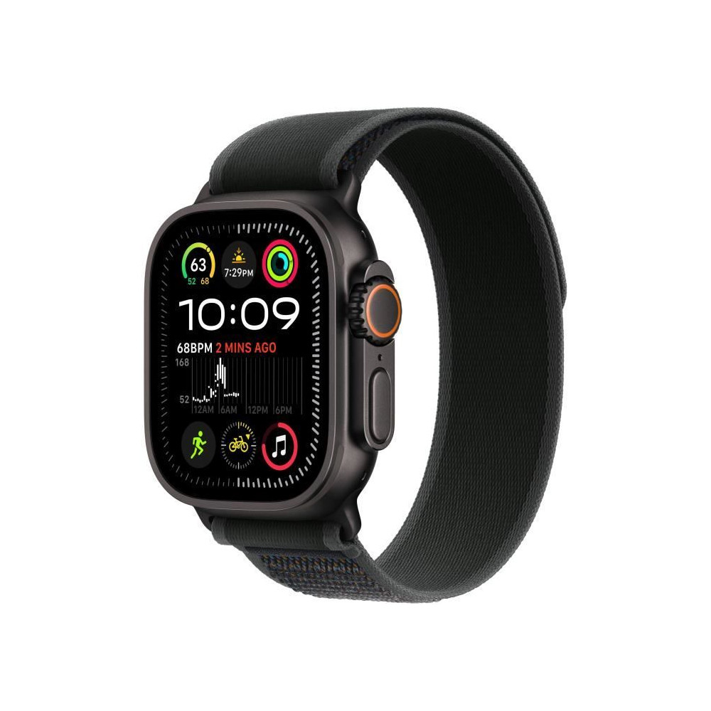 Apple Watch Ultra 2 - 49 mm - titane noir - montre intelligente avec Boucle Trail - tissage en nylon - noir - taille du brace