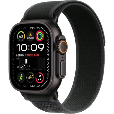 Apple Watch Ultra 2 - 49 mm - titane noir - montre intelligente avec Boucle Trail - tissage en nylon - noir - taille du brace