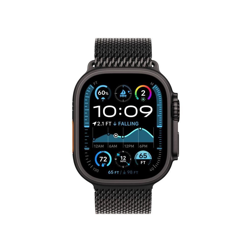 Apple Watch Ultra 2 - 49 mm - titane noir - montre intelligente avec boucle milanaise - taille du bracelet : M - 64 Go - LTE,