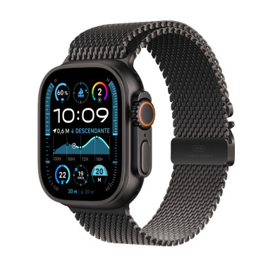 Apple Watch Ultra 2 - 49 mm - titane noir - montre intelligente avec boucle milanaise - taille du bracelet : M - 64 Go - LTE,