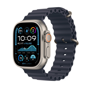 Apple Watch Ultra 2 - 49 mm - titanium naturel - montre intelligente avec Bracelet Oc an - fluoro lastom re - marine - taille