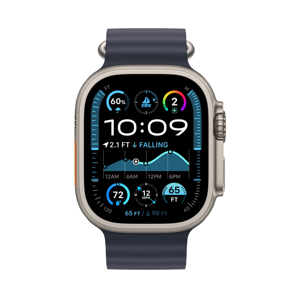 Apple Watch Ultra 2 - 49 mm - titanium naturel - montre intelligente avec Bracelet Oc an - fluoro lastom re - marine - taille