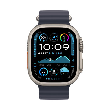 Apple Watch Ultra 2 - 49 mm - titanium naturel - montre intelligente avec Bracelet Oc an - fluoro lastom re - marine - taille