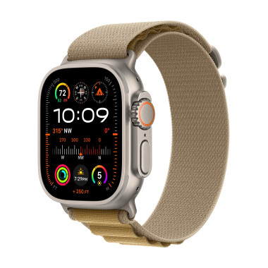 Apple Watch Ultra 2 - 49 mm - titanium naturel - montre intelligente avec Boucle Alpine - textile - ocre - taille du bracelet