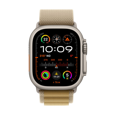 Apple Watch Ultra 2 - 49 mm - titanium naturel - montre intelligente avec Boucle Alpine - textile - ocre - taille du bracelet