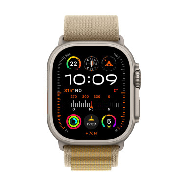 Apple Watch Ultra 2 - 49 mm - titanium naturel - montre intelligente avec Boucle Alpine - textile - ocre - taille du bracelet