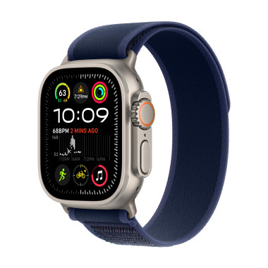 Apple Watch Ultra 2 - 49 mm - titanium naturel - montre intelligente avec Boucle Trail - tissage en nylon - bleu - taille du