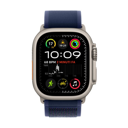 Apple Watch Ultra 2 - 49 mm - titanium naturel - montre intelligente avec Boucle Trail - tissage en nylon - bleu - taille du